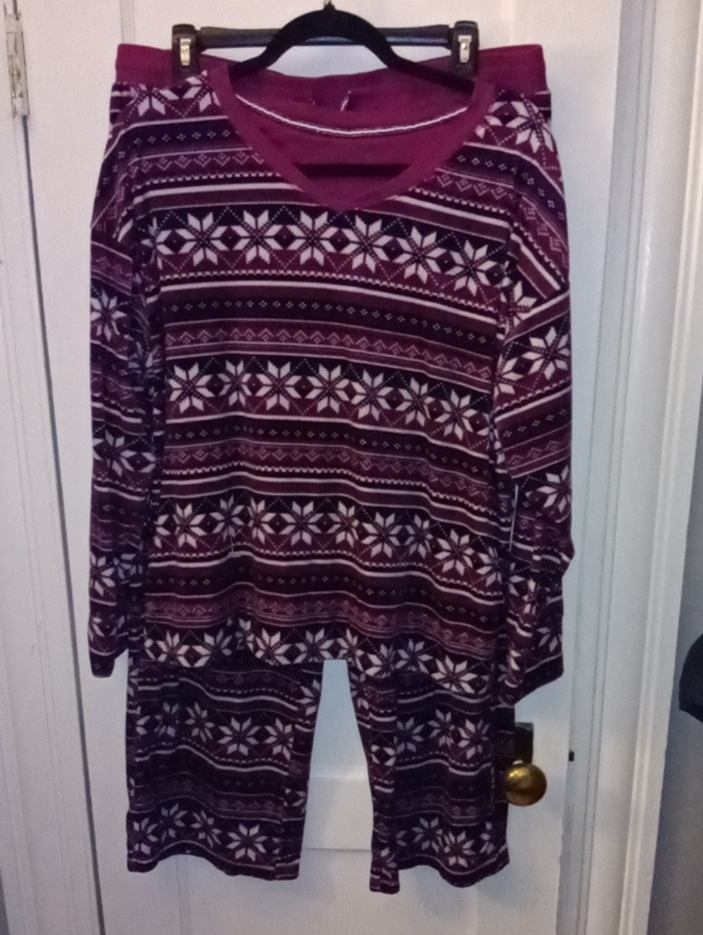 Nautica Maroon Fair Isle Womens Pajama Set